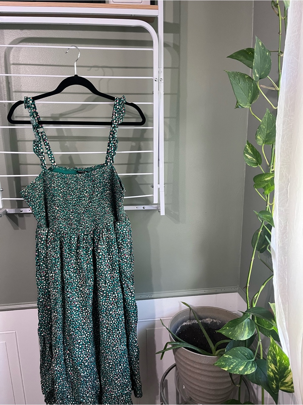 Torrid Green Floral Maxi Sundress with Smocked Bodice